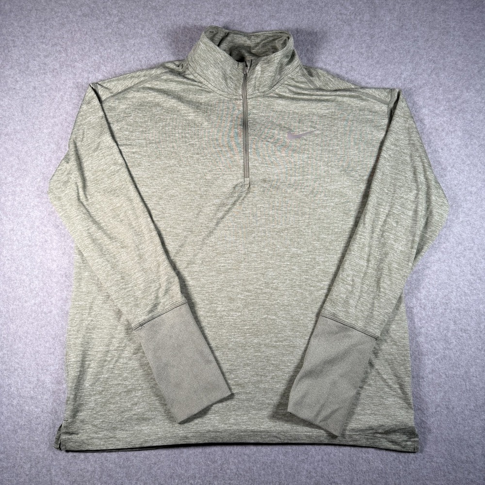 Nike Running Dri Fit Quarter Zip‎ Men's Large Gray Green Heather